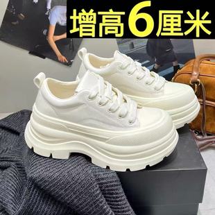 显高老爹超火舒适韩版 鞋 女鞋 2025百搭新款 厚底6cm增高休闲小白鞋