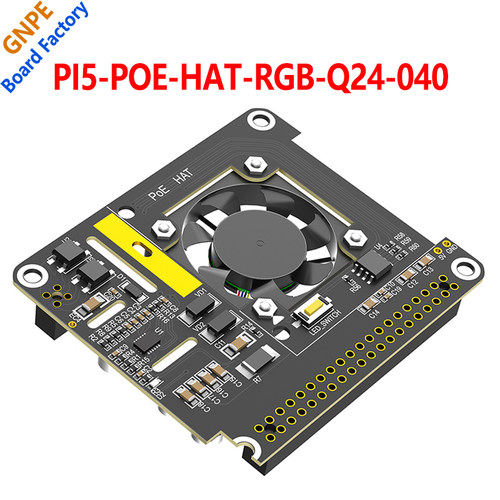 树莓派5 POE以太网供电模块 Pi5 POE HAT 带风扇RGB灯 802.3af/at
