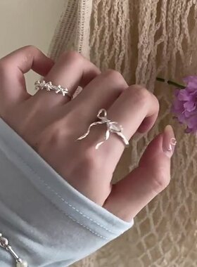 飘带蝴蝶结戒指女简约几何线条