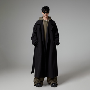 特大廓形宽松oversize黑色浴袍风衣大衣男女 薄款 INSOMNIA 春秋季