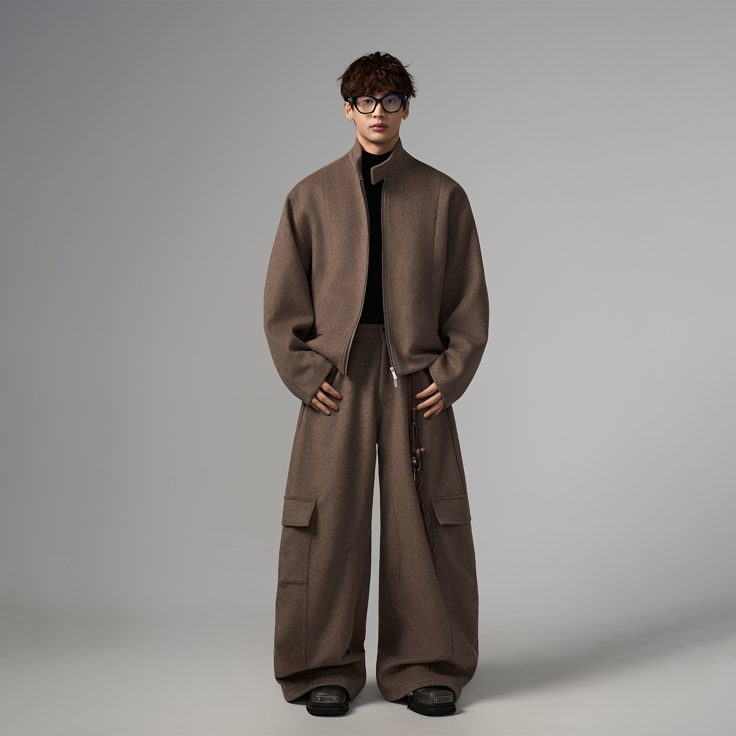 老钱风高级感羊毛混纺休闲套装