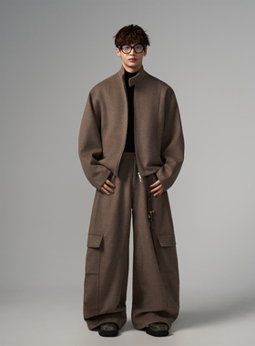 INSOMNIA失眠者 秋冬老钱风cleanfit高级感羊毛混纺夹克休闲套装