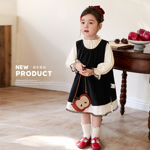 NORNOR童装女童森系连衣裙2026春新款儿童宝宝小香风高级感公主裙