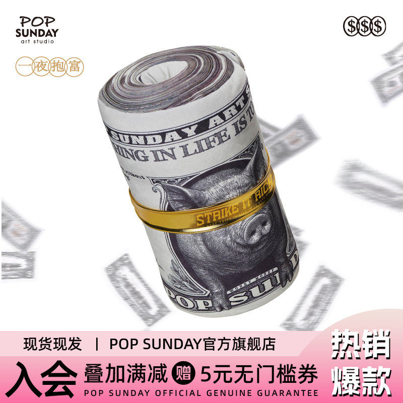 popsunday钱卷抱枕创意午睡靠枕