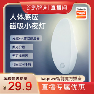 充电版 便携小台灯婴儿房 长续航智能光敏人体感应小夜灯磁吸背光式