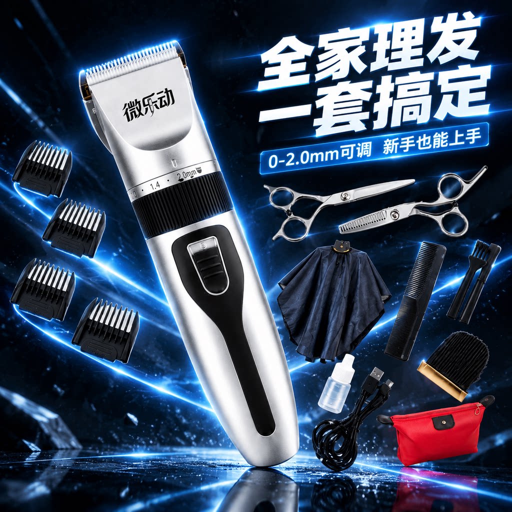 专业理发器电推子发廊家用电动剃头推剪推子数显大功率陶瓷刀头