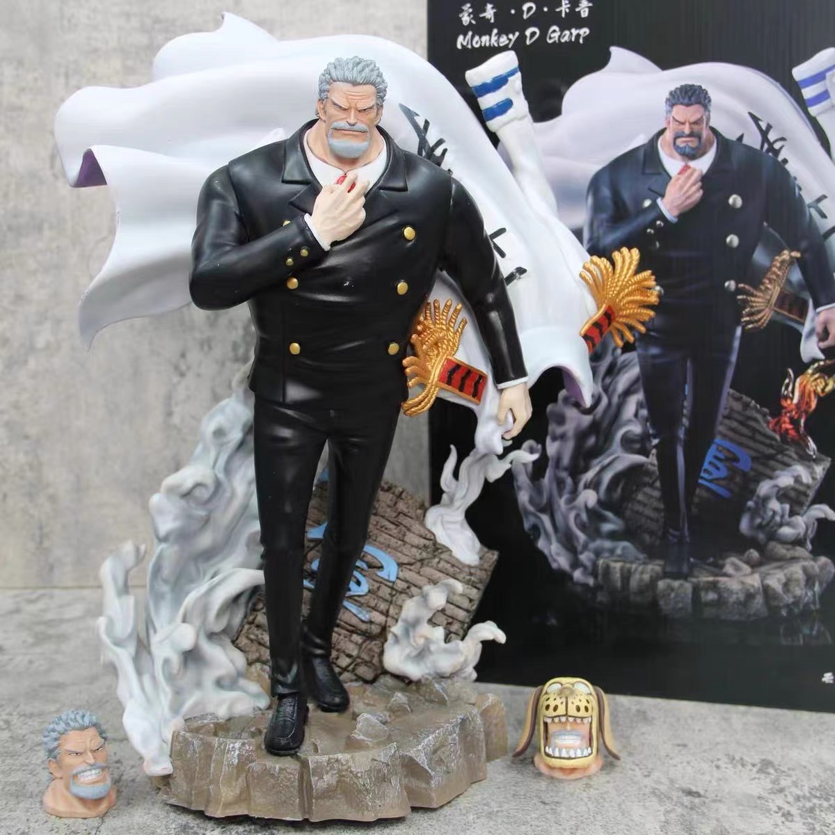 海贼王 GK 海军大将 卡普 白色 黑色 三头雕 摆件 模型 盒装手办