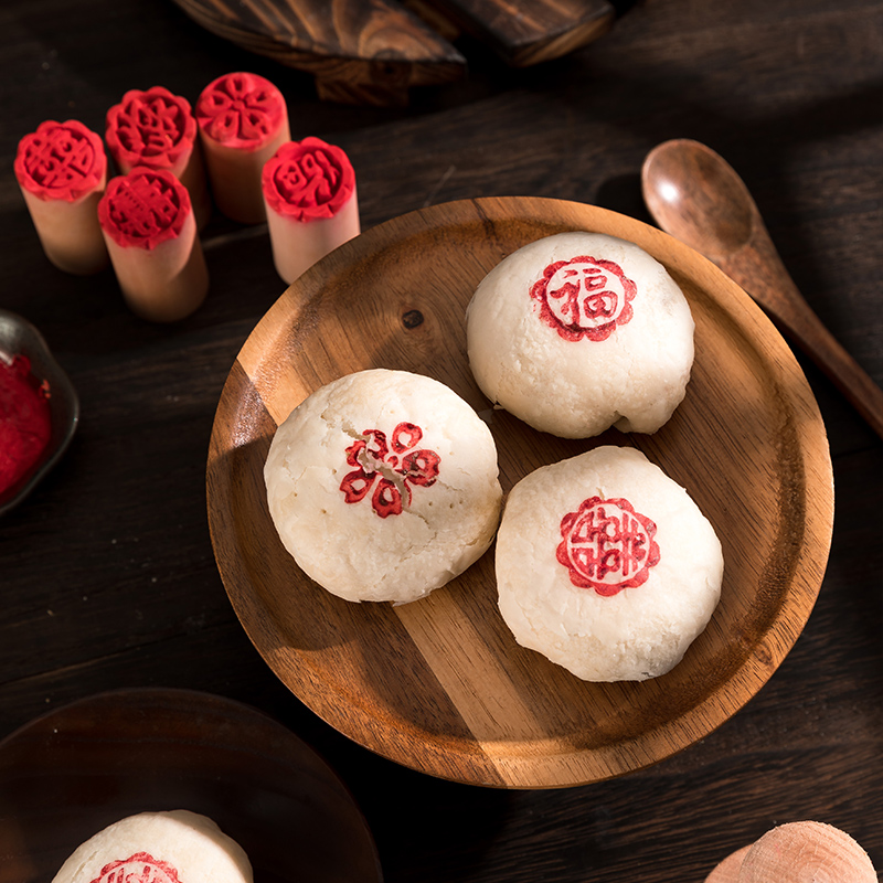 速发月饼印糕木质苏式月饼印章小鲜肉馒头章点心烙印盖章烘焙模具