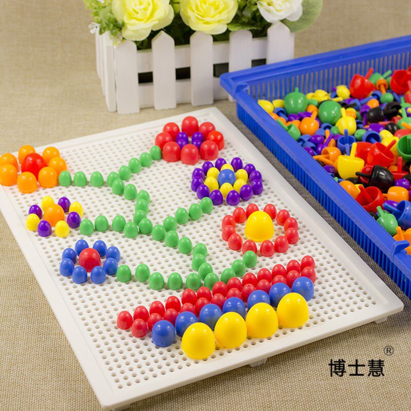 速发板指精细动练玩具手部蘑菇钉拼插手统感锻炼宝宝幼儿教具2岁