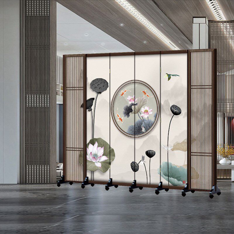 速发J&屏风客厅酒店式室入户家用新中卧办公室折叠移动玄关简约隔