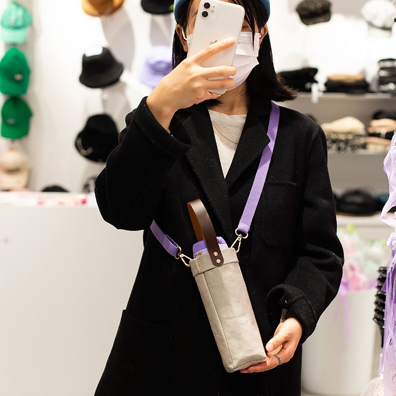 速发便携式背带斜跨水壶瓶袋子儿童外出杯子套水杯套保温杯