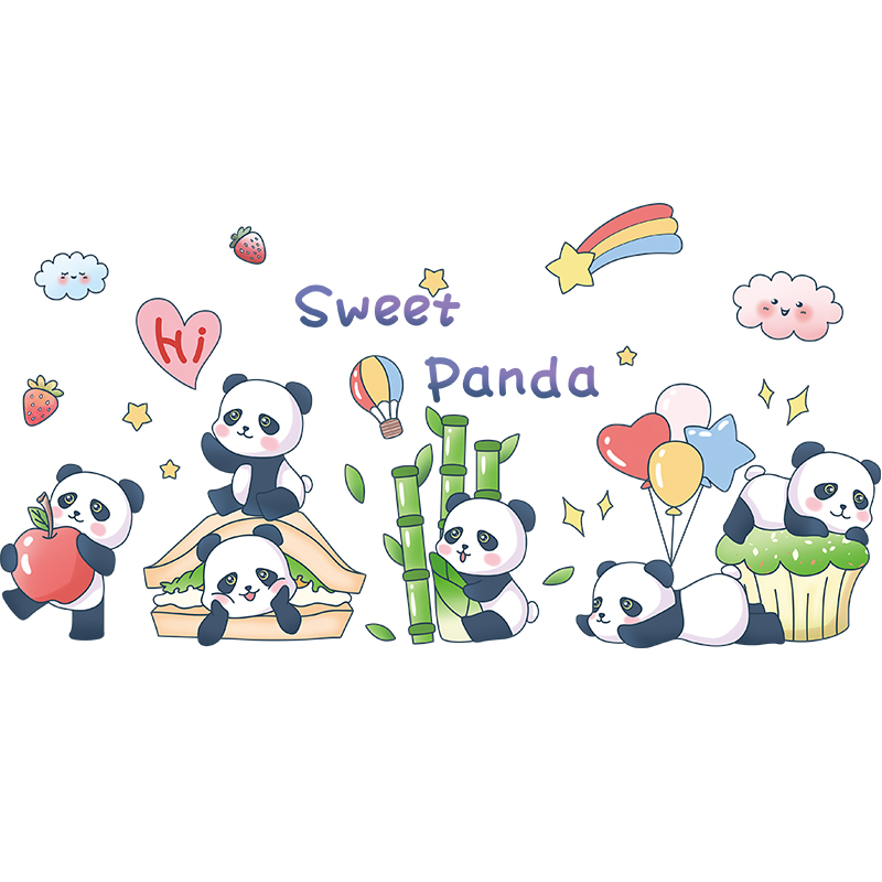 速发可爱猫墙纸自粘幼儿园儿童房间墙面墙壁装饰画布置墙贴纸图片