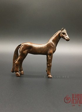 速发仿古合金红色小马件摆 包浆皮色金属动肖站马迷你马生物工艺