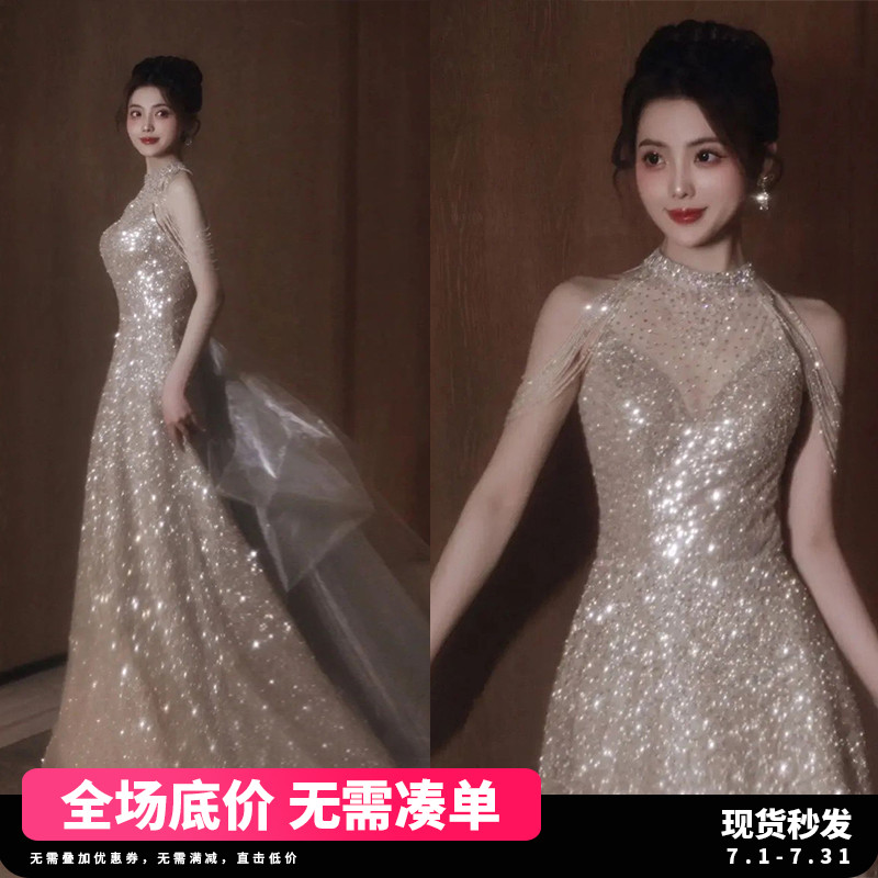 速发时髦范 金色新娘敬酒服晨持生日宴1演出主袍人婚纱礼服会626