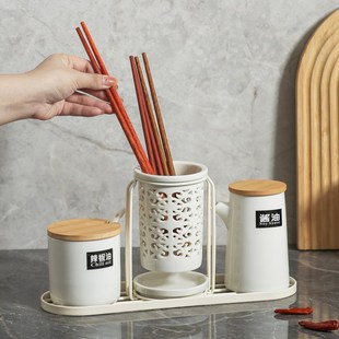 速发醋壶辣椒罐酱油醋瓶商用陶调瓷料套调味瓶筷子筒罐装 饭店餐饮