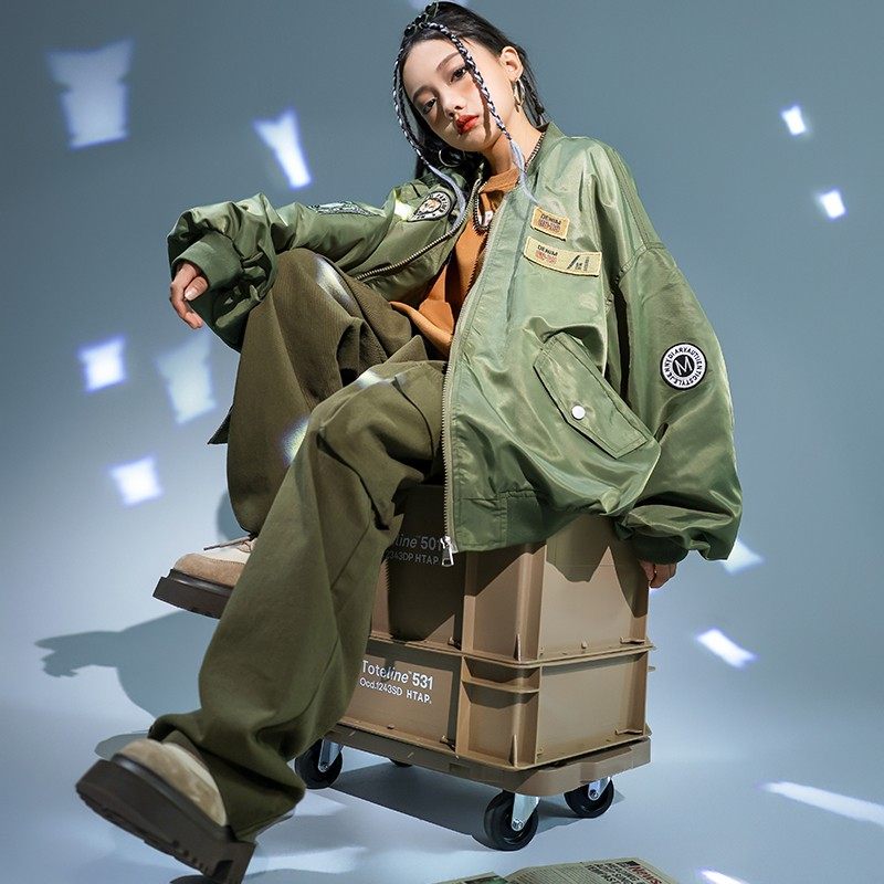 速发街套儿童潮服i哈军绿夹克工装裤舞装男童h嘻phop演出服元旦