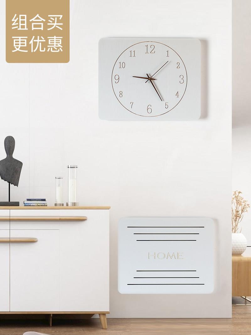 现货速发新品i电表箱装饰画带时钟表实木圆角创意静S音配电闸盒玄