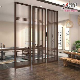 屏风隔断客厅餐厅茶室入户玄关进门实木格栅现代背景墙定制 新中式
