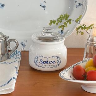 Syuku 蓝花复古vintage风厨房陶瓷调味罐调料瓶 art原创设计法式