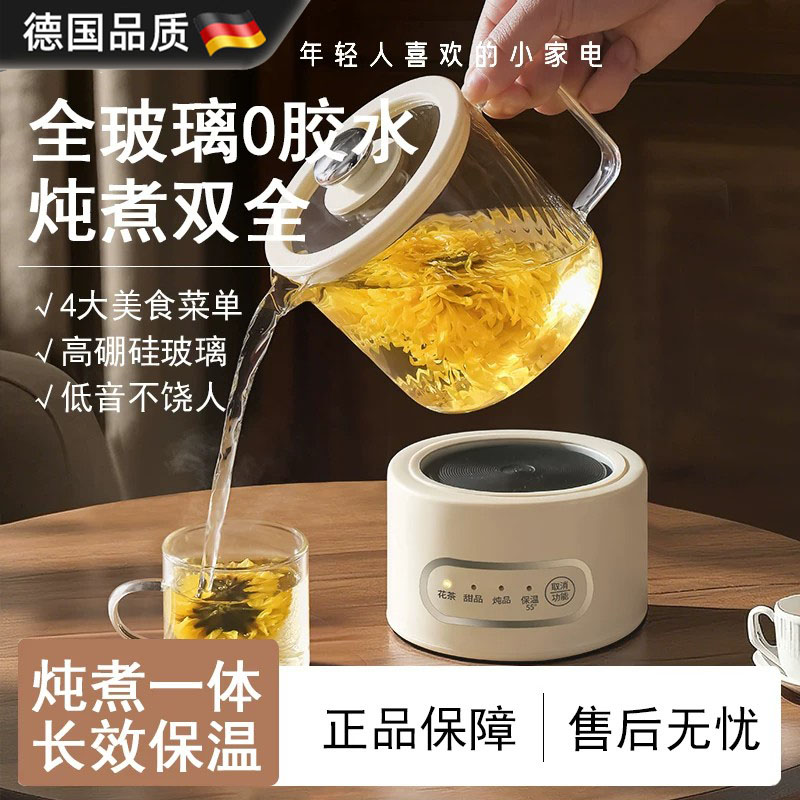 德国办公室小型养生壶家用迷你全玻璃花茶壶电烧水壶煮茶器电茶炉