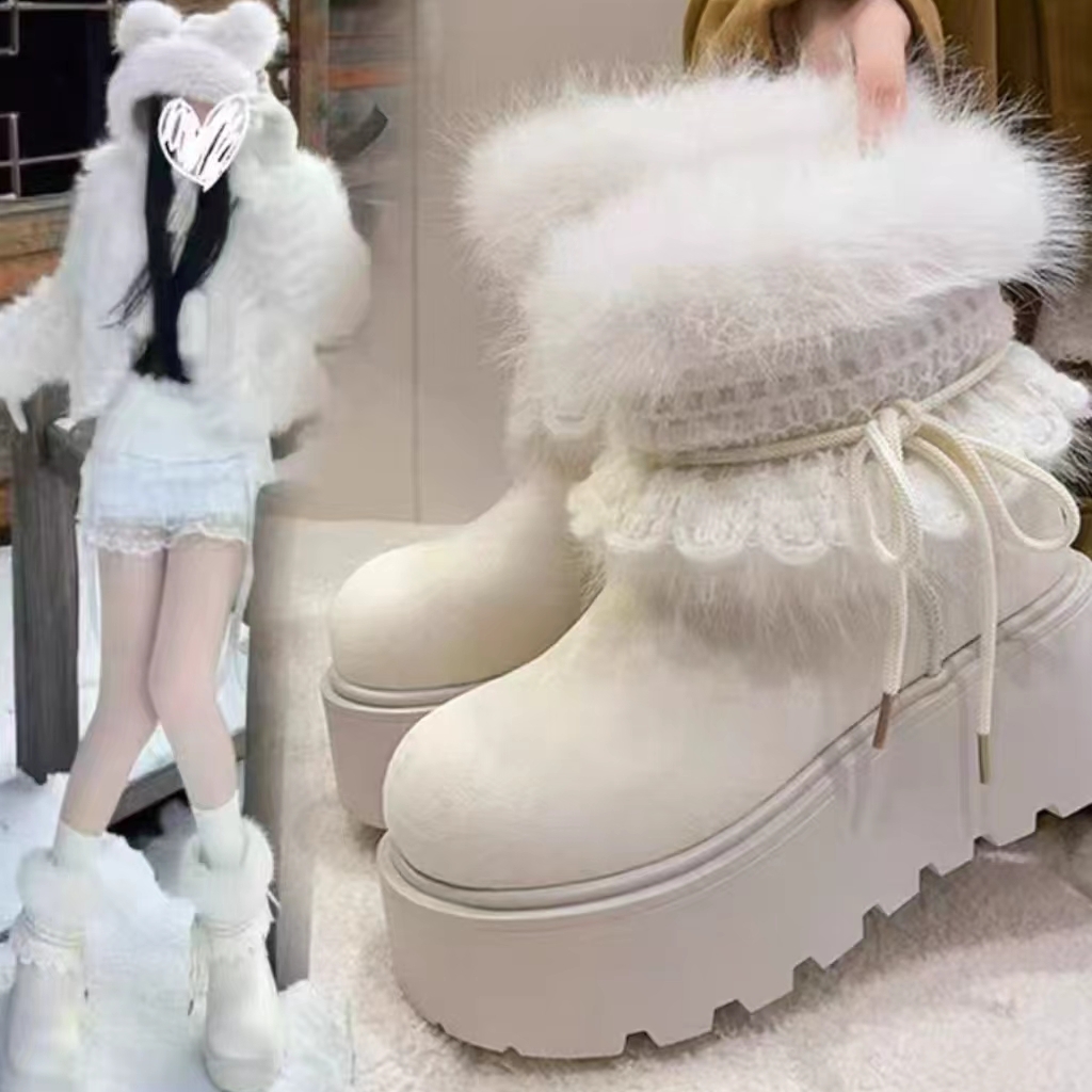 厚底增高雪地靴子女外穿