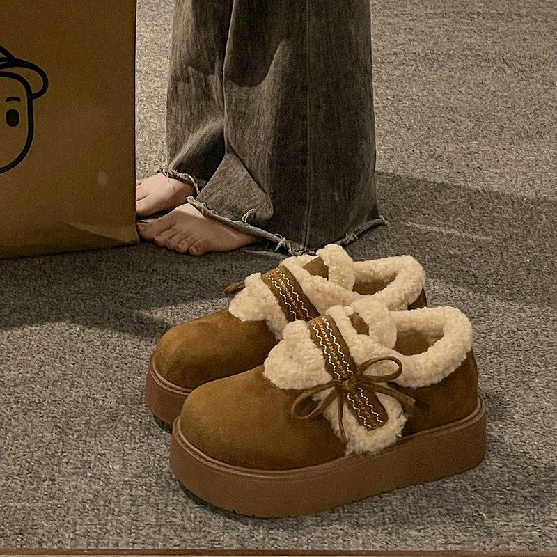 增高厚底毛毛棉鞋女2025冬季新款加绒保暖休闲雪地靴魔术贴勃肯鞋,女鞋,棉鞋,淘宝优惠券,粉丝福利购,淘宝优惠卷