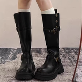 厚底棕色长靴女2025秋冬季 高筒显瘦小个子瘦瘦靴子长筒骑士靴 新款