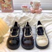 日系配裙子玛丽珍单鞋 百搭浅口蝴蝶结小皮鞋 女2025年秋冬新款 时尚