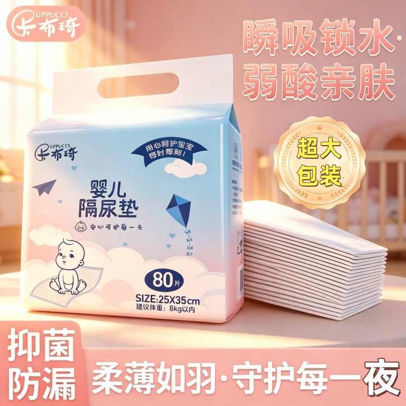 卡布琦新生儿婴儿隔尿垫防水透气一次性护理垫床单垫儿童待产瞬吸