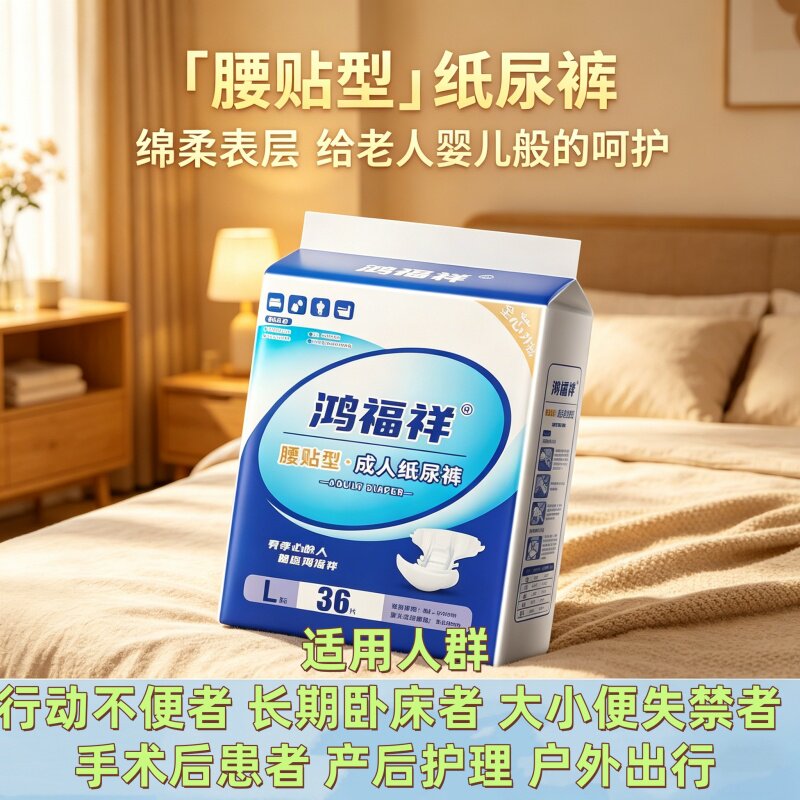 [可兜大便巨吸]鸿福祥成人纸尿裤加厚加大老人男女用透气干爽款