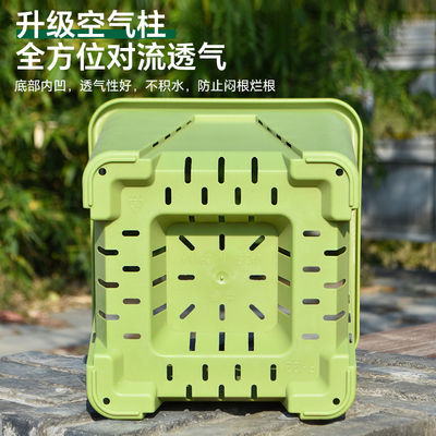 加厚树脂花盆塑料高档正方形透气控根空气柱大口径加仑家用阳台