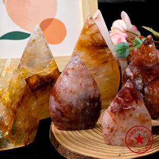 水滴造型摆件天然矿石矿物原石抛光打磨办公 红胶花玛瑙
