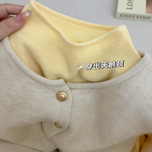 韩系女高既视感柠檬黄内搭打底衫女半高领软糯毛衣秋冬季长袖上衣