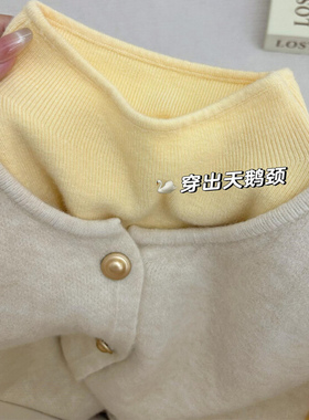 品质太赞了~黄色超好看打底衫女秋冬半高领皮草内搭毛衣针织上衣