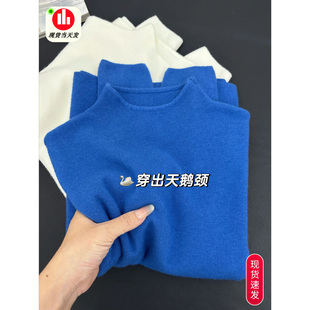这也太温柔了吧克莱因蓝内搭高级感毛衣女秋冬半高领针织保暖打底