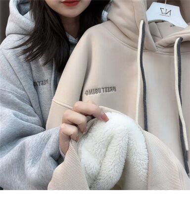 加绒加厚宽松聚酯纤维韩版通勤