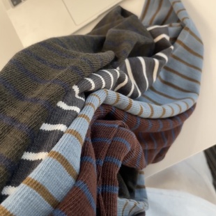 条纹撞色慵懒风长袖 T恤2025年女早秋宽松百搭设计显瘦韩系上衣ins