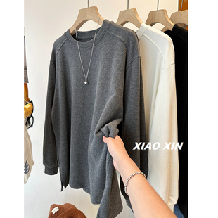 冬天好少女呀～早春外穿磨毛开叉长袖 女秋冬内搭叠穿上衣 打底衫