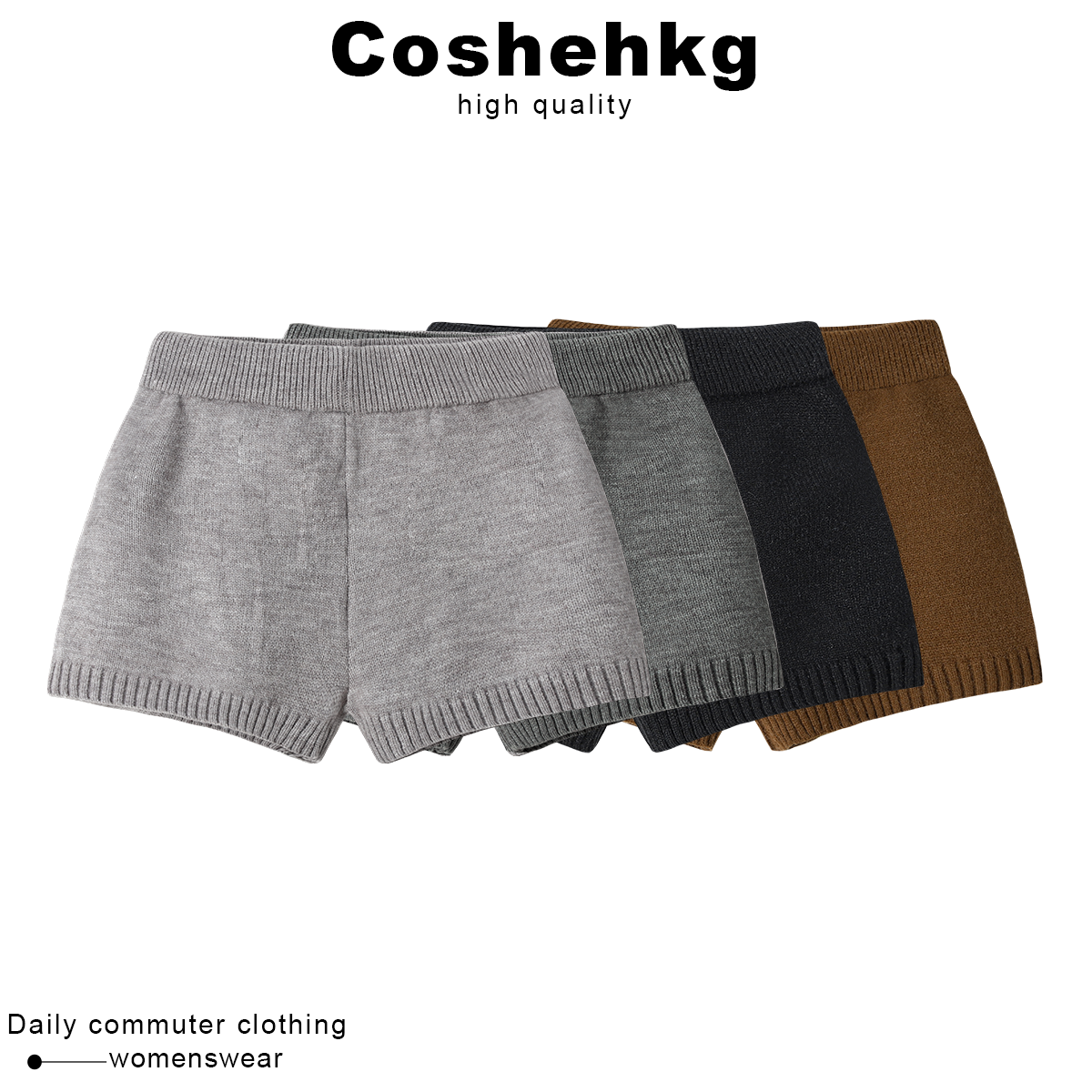 百搭基础款！法式复古高腰打底针织短裤女秋冬季新款修身百搭裤子,女装/女士精品,休闲裤,淘宝优惠券,粉丝福利购,淘宝优惠卷