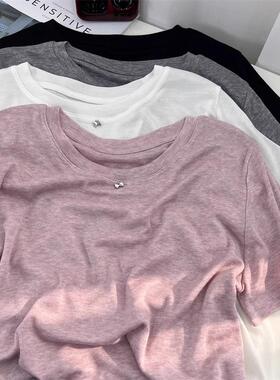 广州十三行女装！轻薄柔软天丝短袖t恤女夏宽松小个子蝴蝶上衣ins