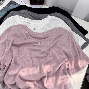 广州十三行女装 t恤女夏宽松小个子蝴蝶上衣ins 轻薄柔软天丝短袖