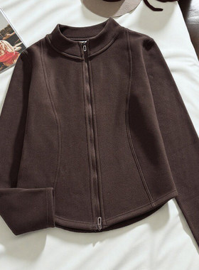 冬季保暖性杠杠滴！2025秋冬新款通勤风黑色立领拉链开衫外套女