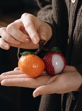 茶宠荔枝茶茶盘茶台玩可养茶宝摆件配件精品泡茶茶道变色茶具茶桌