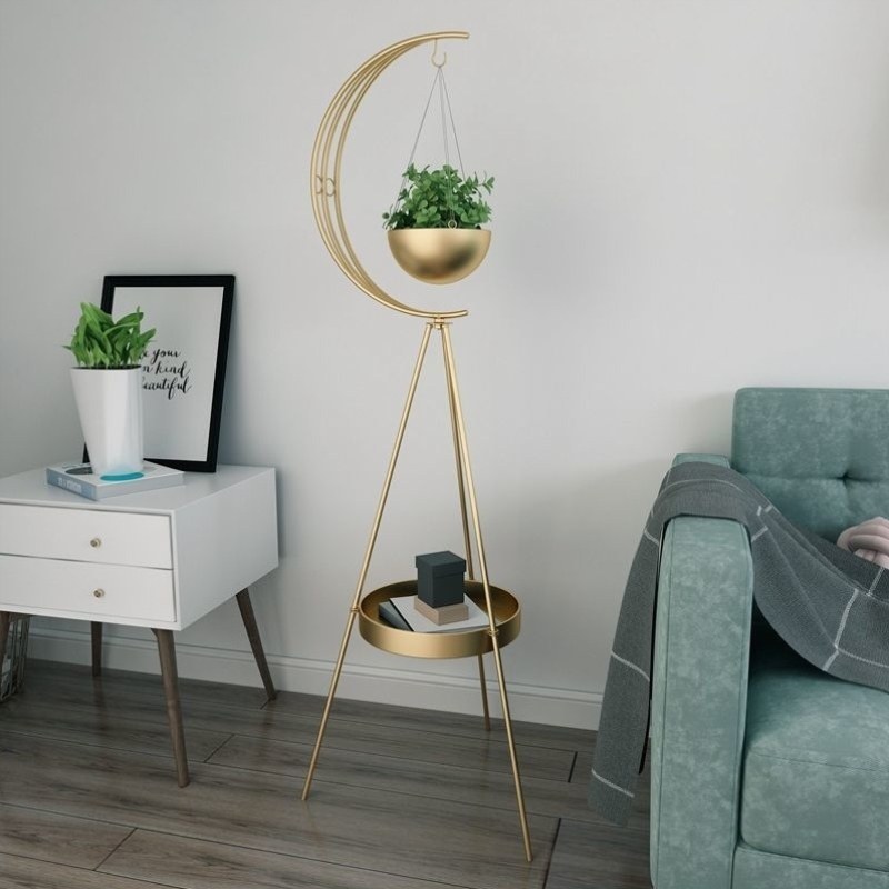 花架绿罗室内落地花盆吊篮小绿植客厅轻奢花北欧月亮几多层铁艺架,收纳整理,阳台置物架,淘宝优惠券,粉丝福利购,淘宝优惠卷