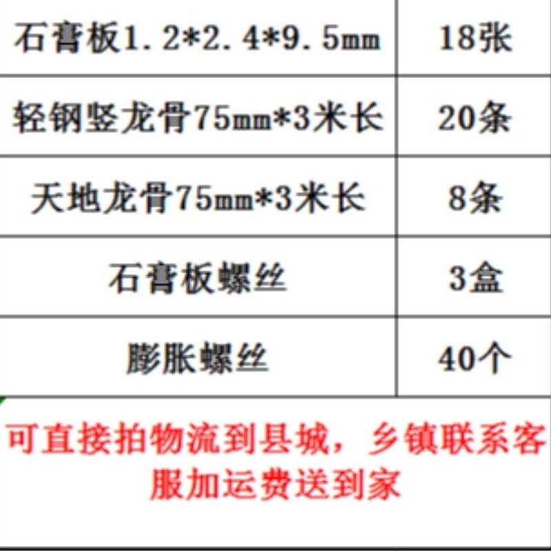 热卖组合石膏板隔墙材料轻钢龙骨墙板套餐泰山龙骨隔墙装修石膏板,家装主材,扣板模块,淘宝优惠券,粉丝福利购,淘宝优惠卷