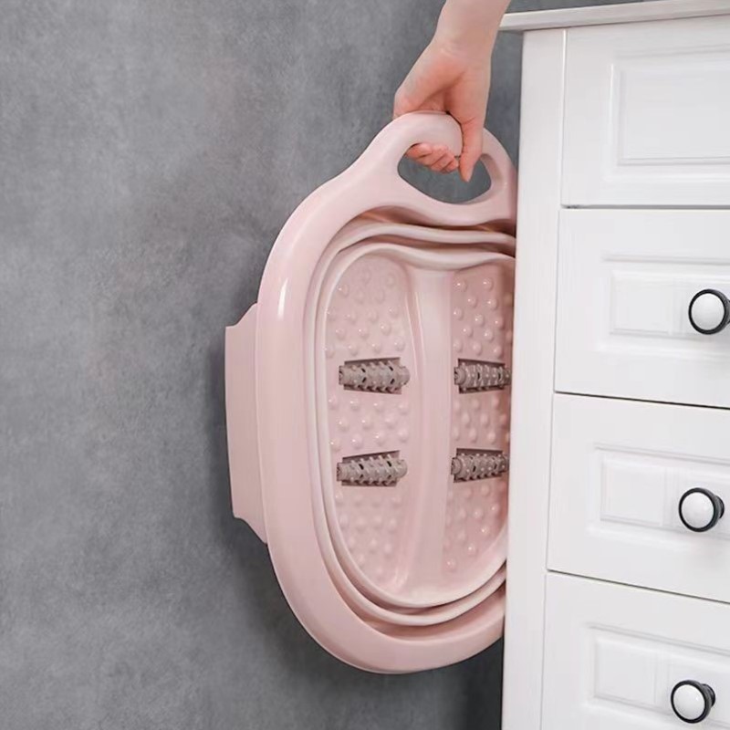 折叠泡脚足泡脚桶洗脚脚盆便携式泡家用按摩浴盆神器足浴滚轮