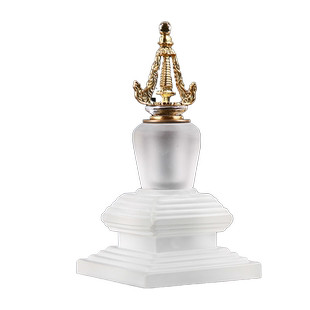 水晶菩提塔小号透明密封磨沙白装舍利子的塔装甘露丸的塔桌面佛具