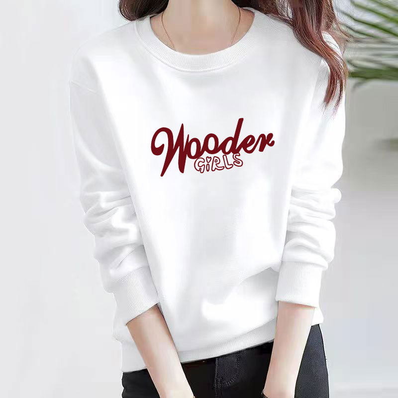 新款白色卫衣女2026春秋新款正肩宽松圆领套头秋冬加绒长袖女上衣