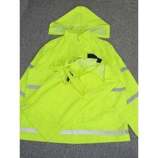 外贸男大码 防水骑行服反光工作服背带分体两件套 压胶雨衣雨裤 套装