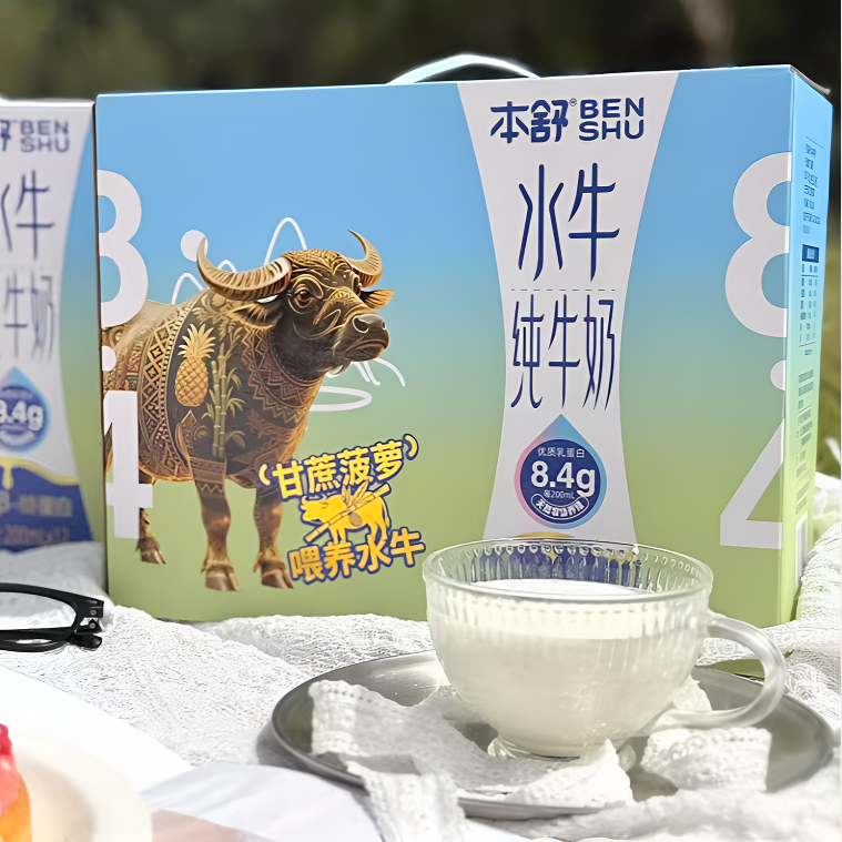 本舒水牛纯牛奶200ml*12盒